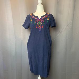 Embroidered Dress Blue Size 6